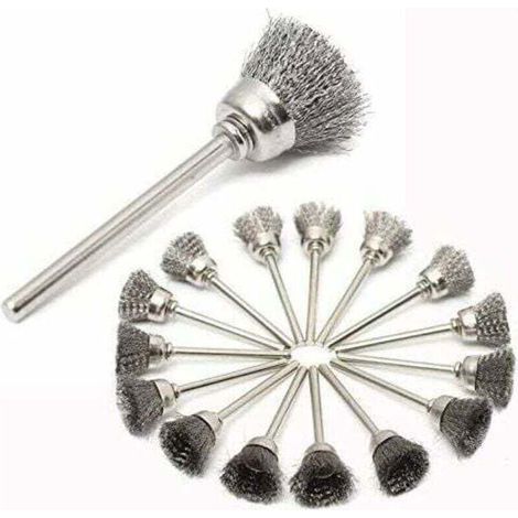 Ensemble de 45pcs Fil d'acier Inoxydable Brosse Métallique de Forage Brosses Dremel Accessoires de Outils Rotatifs pour Nettoyage Polissage