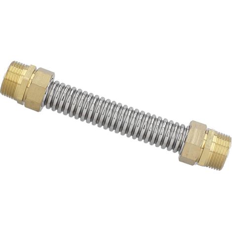 Stainless Steel Corrugated Hose Connector Flexible Air Conditioning Hose Pipe External Thread DN25 20cm (1/5)