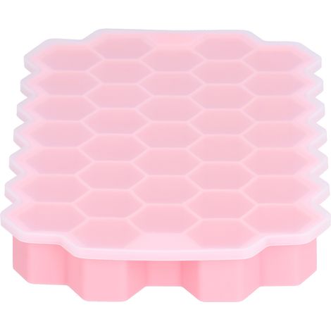 Eiswürfelform in Wabenform mit 37 Mulden und Silikondeckel, lebensmittelecht, für Bar und Haushalt, rosa (1/5)