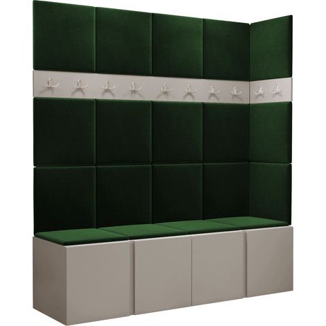 Conjunto para recibidor Pinis II, Polo 889, 186x168x46cm, Aglomerado laminado, Tapiz, Colocada, Montada en la pared (1/5)