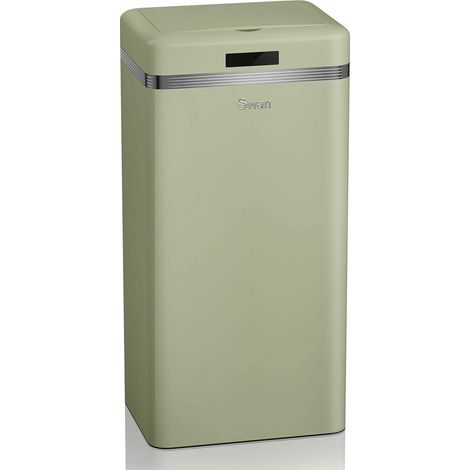 SWAN SWKA4500GNEU Cubo de Basura Cocina Automático, Sensor de Movimiento, 45L, Metálico, Papelera Reciclaje Verde (1/5)