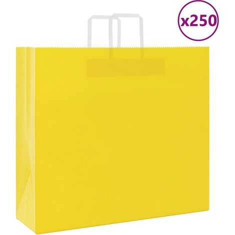 Bolsas de papel con asas 250 uds amarillas 54x15x49 cm vidaXL