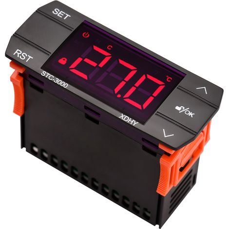 Eosnow 30A Digitaler Temperaturregler STC-3000 Intelligenter Regler AC 220V Kühlschrankthermostat Unterstützung Heizung/Kühlung/Temperaturkorrektur/Startverzögerung/Hoch- oder Tiefalarm/Datensperre/Rü