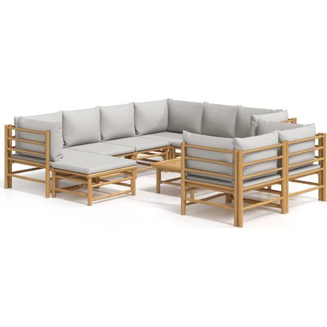 Maison Exclusive - 10-tlg. Garten-Lounge-Set mit Hellgrauen Kisse