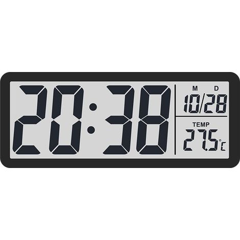 Horloge murale LCD avec affichage température et humidité, veilleuse, fonctionnement silencieux, japonais et coréen, décoratif - 801tk noir (1/5)