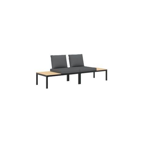 Salon de jardin 2 pcs avec coussins noir aluminium (1/5)