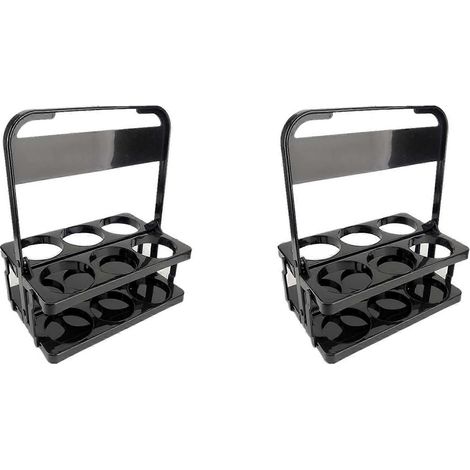 Porte-bouteilles pliable 2X pour bières et café, panier idéal pour barbecue et pique-nique, transport sûr et facile, capacité de 6 bouteilles - Noir (1/4)