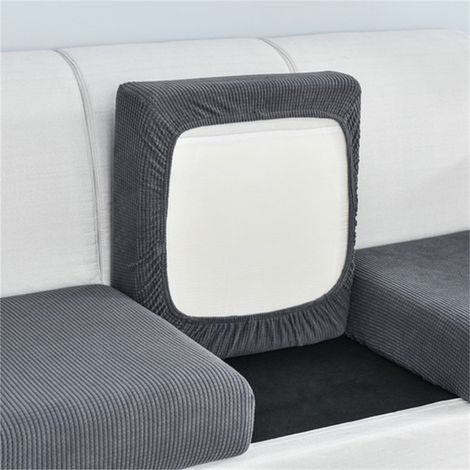 Housse De Coussin De Canapé - Velours Extensible - Protection Anti-Taches - Pour Canapé Fauteuil Banquette - Lot De 3 Pièces - Gris (1/2)