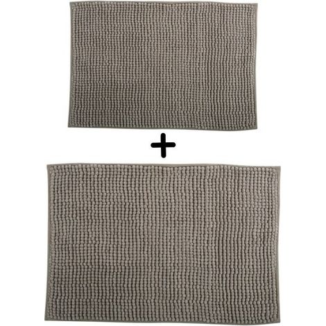 Juego de 2 alfombrillas de baño de microfibra CHENILLE 40x60 cm y 60x90 cm beige MSV