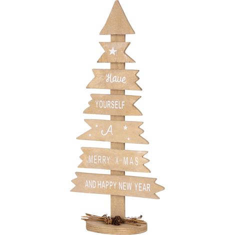 Dekoration MagicHome Weihnachten Woodeco, Baum mit Schildern, Packung 2 Stk., 40x17 cm (1/2)