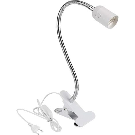 1 lampe à pince e27, douille avec interrupteur, col de cygne flexible, prise ue, pour chevet,bureau,lecture