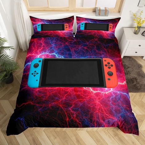 Parure de lit pour garçon - 135 x 200 cm - Décoration pour salle de jeux - Housse de couette - 2 pièces - Avec 1 taie d'oreiller (1/5)