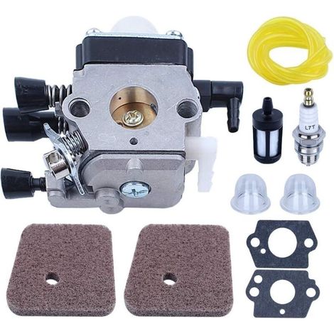 Kit Carburateur pour Stihl FS38 FS45 FS46 FS55 HS45 HK45 KM55 FC55 Débroussailleuse, Carburateur avec Joints + Bougie + Filtre à Air + Filtre Pièces de Rechange Accessoire (1/4)