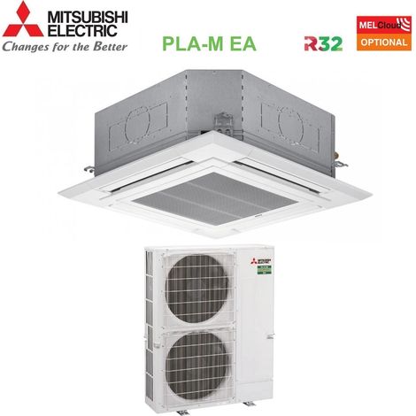 Climatizzatore Condizionatore Mitsubishi Electric Cassetta 90x90 a 4 Vie 42000 Btu PLA-M125EA + PUZ-M125YKA Trifase R-32 Wi-Fi Optional con Griglia Inclusa