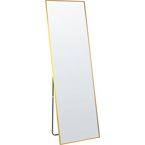 Espejo de pie de metal dorado 50 x 156 cm soporte marco ovalado moderno Beauvais (1/5)