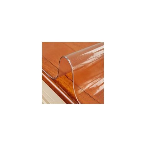 Nappe rectangulaire transparente en PVC souple effet verre, protection de table de 1,5 mm, nappe imperméable et résistante à l'huile, pour tables basses, bureaux, tapis de sol antidérapant (70 x 140 c