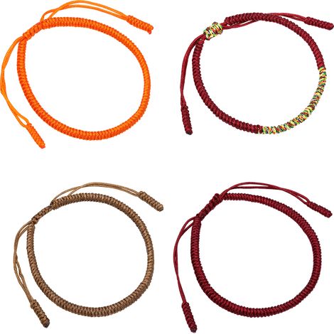 4 bracelets porte-bonheur miniatures bouddhistes faits main en corde, accessoires pour femmes et adolescentes (1/5)