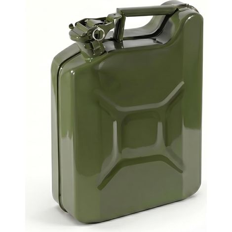 Tanica Benzina in Metallo con Beccuccio, Antiruggine, Verde Militare 5 10 20 litri 10 LITRI SENZA BECCUCCIO