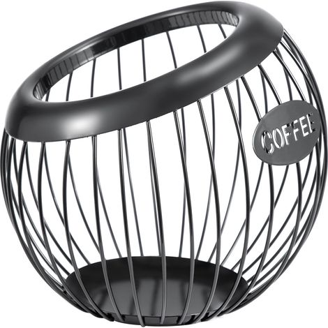 Coffee Pod Holder Capsule Baskets Large Capacity Organiser for All Coffee Capsule Coffee Capsule Holder Coffee Pod Basket for Counter Coffee Bar, Metal Coffee Capsule Storage (Black, 12x14x10cm) (1/5)