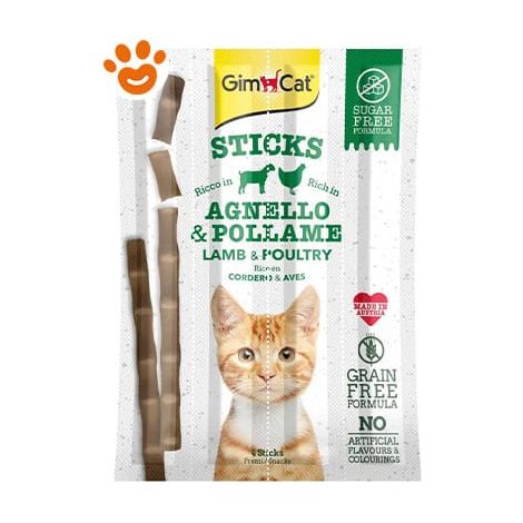 GimCat Snack Sticks Agnello e Pollame - Confezione 4 Stick - Snack