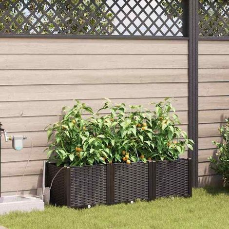 42002823 Cache-pot de jardin 3 pcs Marron Acier (1/5)