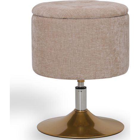 Sgabello Con Contenitore Rivestito In Chenille - Tony Beige