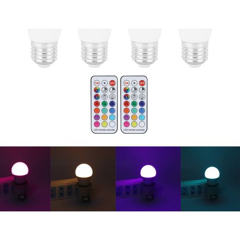 Lot de 4 ampoules LED RGB 12 couleurs 5W à changement de couleur, 500 lm, dimmables, culot E27/E26, ampoules spirales colorées (1/5)