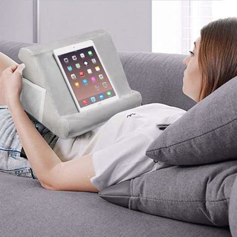 Support coussin pour tablette, support de lecture multi-angles pour iPad, tablette, smartphone, magazines, livres (gris) (1/4)