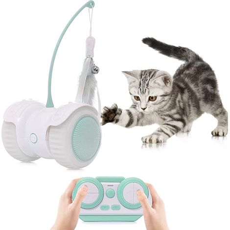 1 Jouet robot pour chat, balle rotative 360°, lumière LED, accessoires plume, recharge USB, intérieur (1/5)