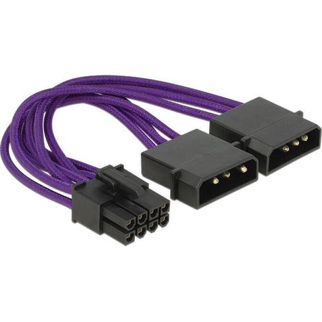 Delock Power Cable PCI Express 8 pin male  2 x 4 pin male textile shielding purple