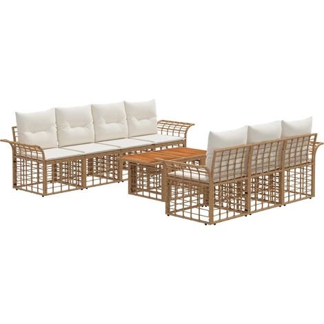 Set Divano da Giardino 8 pz Naturale e Bianco Crema polyrattan vidaXL (1/5)