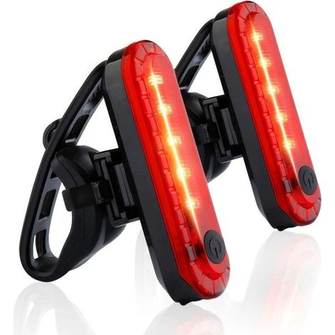 Feux arrière de vélo rechargeables (lot de 2), éclairage arrière rouge pour le cyclisme de nuit, feux arrière de vélo avec excellente autonomie, faciles à installer sur n'importe quelle remorque de vé (1/5)