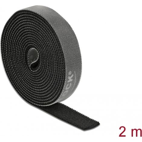 Delock Cinta de gancho y bucle en rollo LA 2 m x AN 15 mm negra