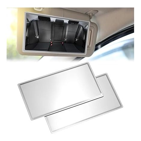 2 Pcs HD Vanity Mirror for Sun Visor 8x15cm Car Makeup Mirror Stainless Steel (1/5)
