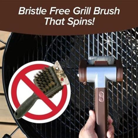 Nettoyeur de gril électrique sans poils : brosse électrique pour barbecue, nettoyeur de barbecue en acier inoxydable 304, rouleau rotatif amovible sans fil rechargeable à 350 tr/min, (1/5)