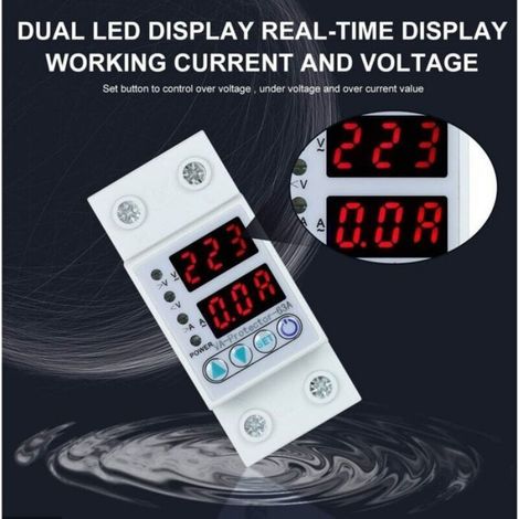 Dispositif de protection sur rail DIN - - 63A - 220V - Réglable surtension/sous-tension - Protection surintensité (1/4)