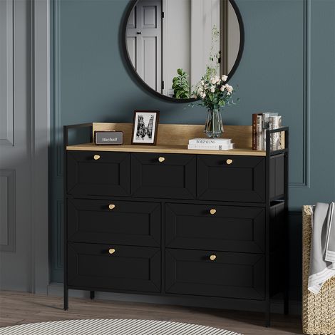 Kommode Belaro, Schwarz, 98 x 85 cm mit 7 Schubladen, Vicco