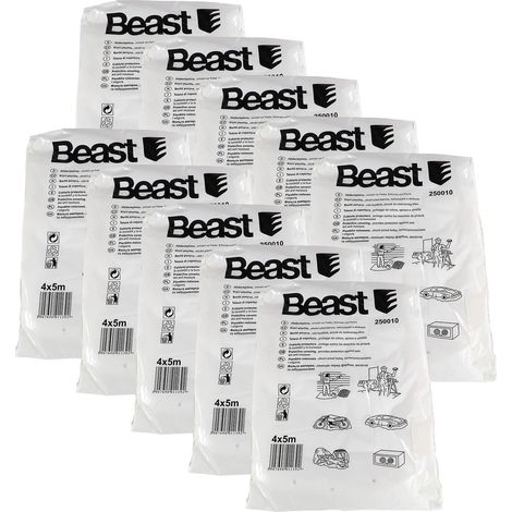 10er Pack Beast Maler Abdeckplane Abdeckfolie je 4x5m transparent 10 Stk. (1/2)