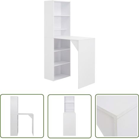The Living Store Bartisch mit Schrank Weiß 115x59x200 cm - Esstisch - Bartisch - Kücheninsel - Wohnzimmertisch - Hochstuhl (1/5)