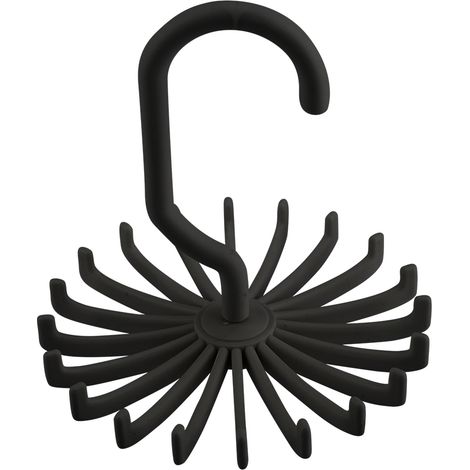 Porte-cravates rotatif 360° crochets pour ceintures écharpes cintre organiseur mural noir (1/5)