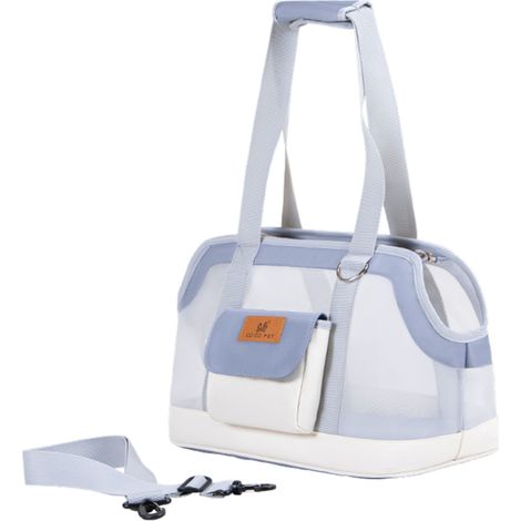 Sac de transport portable pour chat, respirant et résistant à l'usure, idéal pour les sorties et les sorties. Sac bandoulière tendance en tissu Oxford anti-rayures et anti-salissures, grande capacité. (1/5)