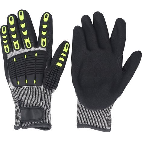 pair of safety work gloves, impact resistant, touchscreen compatible, non-slip, for gardening, mechanical construction, unisex XL (1/5)
