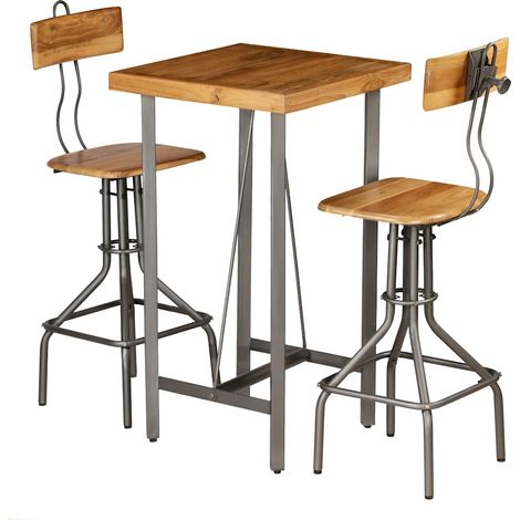 vidaXL Ensemble de bar 3 pcs Teck recyclé massif (1/5)