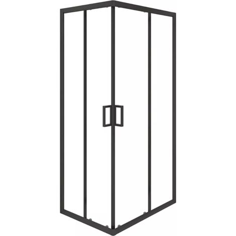 box doccia angolare nero con vetro trasparente 70x90x185 cm (1/4)