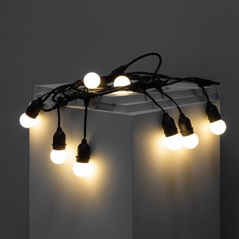 Guirnalda Exterior con Bombillas LED E27 Casquillo Gordo 5.5m IP65 Negro Blanco