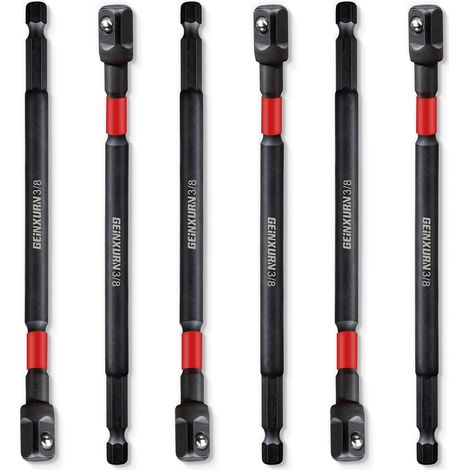 Lot de 6 adaptateurs de douille 3/8" 150 mm Cr-v 1/4" Tige hexagonale pour perceuse et visseuse sans fil (1/5)