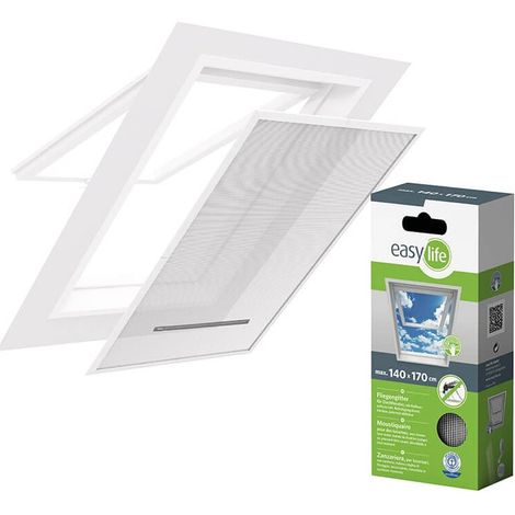 Store Menuiserie – Moustiquaire de fenêtre sans perçage autocollante 140 x 170 cm – Installation facile – Polyester lavable – Pour fenêtres de toit - TOIT 140 X (1/3)