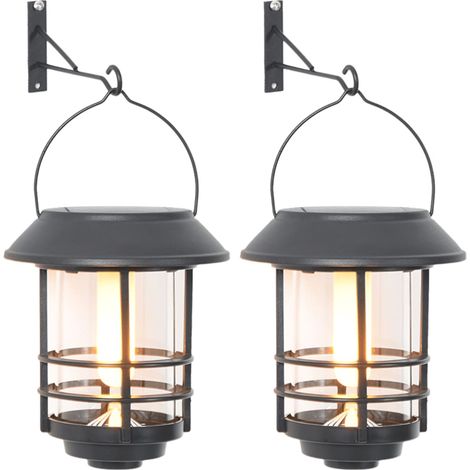 vidaXL Lanterne Solari per Esterni 2 pz Fiamma Tremolante Bianco Caldo (1/5)