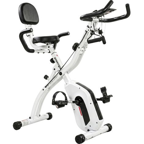 Vélo d'appartement pliable fitness 3 en 1 silencieux connecté Kinomap Bluetooth Zwift, 105x53,5x109 cm, blanc (1/5)