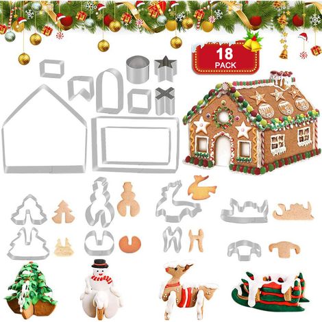 Emporte-pièce Noël - Acier Inoxydable 304 - Formes 3D Arbre De Noël Père Noël Renne Ski - Lot De 8 Pièces (1/5)